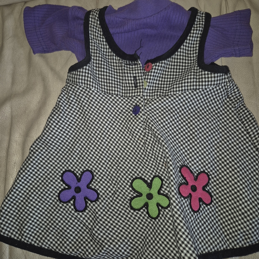 Kids Checkered Dress with Purple, Green, and Pink Accents
